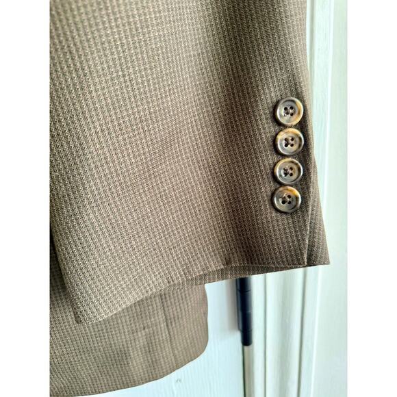 Oscar de la Renta Men’s Brown 2 Button Vintage Suit Jacket 46R - Picture 4 of 10